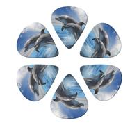KHiry 6 Pack Guitar Picks Plectrums with Organizer Storage Box Two Dolphins Bass Picks for Electric Ukulele Picks for Acoustic Guitars 0.96mm