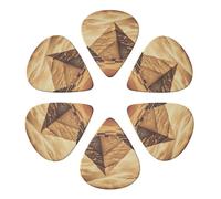 KHiry 6 Pack Guitar Picks Plectrums with Organizer Storage Box Vintage Great Egyptian Pyramid Bass Picks for Electric Ukulele Picks for Acoustic Guitars 0.46mm