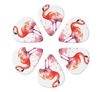 KHiry 6 Pack Guitar Picks Plectrums with Organizer Storage Box Watercolor Flamingos Bass Picks for Electric Ukulele Picks for Acoustic Guitars 0.71mm
