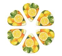 KHiry 6 Pack Guitar Picks Plectrums with Organizer Storage Box Watercolor Lemon Fruit Bass Picks for Electric Ukulele Picks for Acoustic Guitars 0.46mm