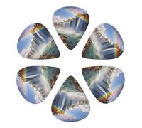 KHiry 6 Pack Guitar Picks Plectrums with Organizer Storage Box Waterfall and rainbow Bass Picks for Electric Ukulele Picks for Acoustic Guitars 0.96mm