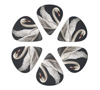 KHiry 6 Pack Guitar Picks Plectrums with Organizer Storage Box White Swan Bass Picks for Electric Ukulele Picks for Acoustic Guitars 0.96mm