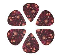 KHiry 6 Pack Guitar Picks Plectrums with Organizer Storage Box Wine Red Artistic Flower Bass Picks for Electric Ukulele Picks for Acoustic Guitars 0.71mm