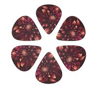 KHiry 6 Pack Guitar Picks Plectrums with Organizer Storage Box Wine Red Artistic Flower Bass Picks for Electric Ukulele Picks for Acoustic Guitars 0.46mm