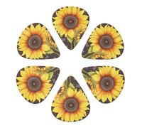 KHiry 6 Pack Guitar Picks Plectrums with Organizer Storage Box You Are My Sunshine Sunflower Bass Picks for Electric Ukulele Picks for Acoustic Guitars 0.96mm