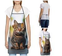 KHiry Apron for Women Men Waterpoof Aprons Brown bear Adjustable Bib Work Aprons for Dishwashing, Brown Tabby Kitten, One size