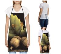 KHiry Apron for Women Men Waterpoof Aprons Two acorns Adjustable Bib Work Aprons for Dishwashing, Two Acorns, One size