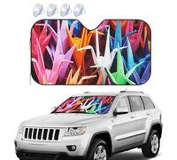 KHiry Car Windshield Sun Shade Cover Foldable Car Sun Shield Car Windshield Sunshade Origami Paper Cranes Car Windshield Cover Car Shade Front Windshield Sunshade for Most Sedans, Medium, White
