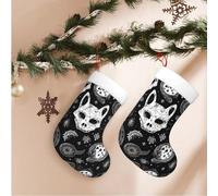 KHiry Christmas Stockings 18 Inch Personalized Xmas Stocking Skull Cat Moon Gothic Plush Christmas Stocking Xmas Hanging Stocking Decorations for Holiday Large Stockings for Xmas Decoration
