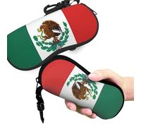 KHiry Flag of Mexico Printed Eyeglass Case Portable Soft Glasses Case Neoprene Sunglasses Case with Zipper