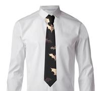 KHiry Halloween Flying Bats Men's Tie Printed Necktie Casual Fashion Men's Neck Tie for Wedding Business Party Formal