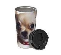 KHiry Insulated Coffee Mug with Lid Cute Chihuahua Travel Mug Stainless Steel Tumbler Cup for Travel Double-Wall Coffee Cup for Office Coffee Tumbler Cup for Keep Hot/Ice Coffee Tea and Beer