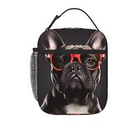 KHiry Insulated Lunch Bag Lunch Box for Women French Bulldog Lunch Box with Side Pocket Durable Reusable Lunch Tote bag