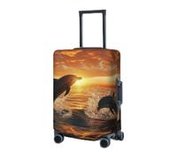 KHiry Luggage Cover for Travel Elastic Suitcase Cover Dolphins jumping out of the water at sunset Luggage Covers Luggages Protector for Adult Anti-Scratch Luggages Decorative Cover for Travel, Black,
