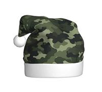 KHiry Plush Santa Hat Christmas Hat for Adults Green Military Camo Light Up Xmas Hats Plush Santa Cap