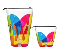 KHiry Standing Pencil Case Pop up Pencil Holder Colorful Flip Flops Telescopic Stationery Case for Office Stand-up Organizer Retractable Pencil Pouch Pencil Bag Pen Holder for Work 7 Ã- 5.7 in, 11503