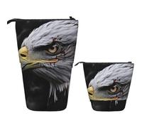 KHiry Telescopic Pencil Case Stationery Case For Office Black White Eagle Standing Pencil Bag Pop Up Pencil Holder Pen Holder For Holiday Gift Stand-Up Organizer Retractable Pencil Pouch, 11503