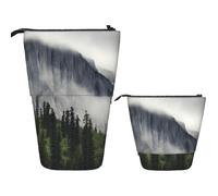 KHiry Telescopic Pencil Case Stationery Case For Office Canadian Smokey Mountain Cliff Standing Pencil Bag Pop Up Pencil Holder Pen Holder For Holiday Gift Stand-Up Organizer Retractable Pencil Pouch