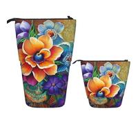 KHiry Telescopic Pencil Case Stationery Case For Office Flower Diamond Painting Standing Pencil Bag Pop Up Pencil Holder Pen Holder For Holiday Gift Stand-Up Organizer Retractable Pencil Pouch, 11503