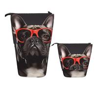 KHiry Telescopic Pencil Case Stationery Case For Office French Bulldog Standing Pencil Bag Pop Up Pencil Holder Pen Holder For Holiday Gift Stand-Up Organizer Retractable Pencil Pouch, 11503
