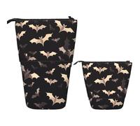 KHiry Telescopic Pencil Case Stationery Case For Office Halloween Flying Bats Standing Pencil Bag Pop Up Pencil Holder Pen Holder For Holiday Gift Stand-Up Organizer Retractable Pencil Pouch