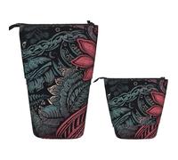 KHiry Telescopic Pencil Case Stationery Case For Office Intricate Floral Patterns Standing Pencil Bag Pop Up Pencil Holder Pen Holder For Holiday Gift Stand-Up Organizer Retractable Pencil Pouch