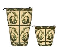 KHiry Telescopic Pencil Case Stationery Case For Office Lsland Flag Fern Pattern Standing Pencil Bag Pop Up Pencil Holder Pen Holder For Holiday Gift Stand-Up Organizer Retractable Pencil Pouch