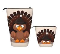 KHiry Telescopic Pencil Case Stationery Case For Office Maple Leaf Dark Brown Turkey Standing Pencil Bag Pop Up Pencil Holder Pen Holder For Holiday Gift Stand-Up Organizer Retractable Pencil Pouch