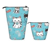 KHiry Telescopic Pencil Case Stationery Case For Office Medical Supplies Cute Kitten Standing Pencil Bag Pop Up Pencil Holder Pen Holder For Holiday Gift Stand-Up Organizer Retractable Pencil Pouch