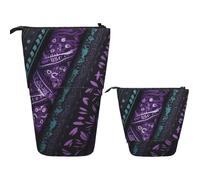 KHiry Telescopic Pencil Case Stationery Case For Office Mixed Purple And Black Print Standing Pencil Bag Pop Up Pencil Holder Pen Holder For Holiday Gift Stand-Up Organizer Retractable Pencil Pouch
