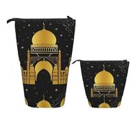 KHiry Telescopic Pencil Case Stationery Case For Office Mosque And Golden Dome Pattern Standing Pencil Bag Pop Up Pencil Holder Pen Holder For Holiday Gift Stand-Up Organizer Retractable Pencil Pouch
