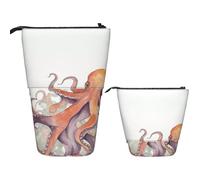 KHiry Telescopic Pencil Case Stationery Case For Office Octopus Tentacles Standing Pencil Bag Pop Up Pencil Holder Pen Holder For Holiday Gift Stand-Up Organizer Retractable Pencil Pouch