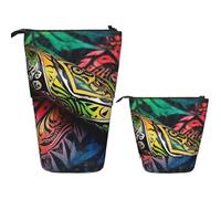 KHiry Telescopic Pencil Case Stationery Case For Office Psychedelic Tribal Reed Standing Pencil Bag Pop Up Pencil Holder Pen Holder For Holiday Gift Stand-Up Organizer Retractable Pencil Pouch