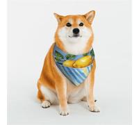 KHiry Triangle Dog Bandanas Soft Cotton Adjustable Dog Scarves Lemon and Blue Stripes Puppy Cat Scarfs for Small Large Breeds