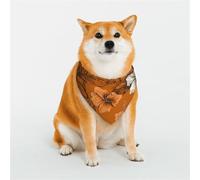 KHiry Triangle Dog Bandanas Soft Cotton Adjustable Dog Scarves Orange Hibiscus Flower Pattern Puppy Cat Scarfs for Small Large Breeds