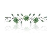 KHJCXS Metal Wall Art Modern Minimalist Metal Flowers Indoor Decor Horizontal Wall Art Iron Artwork,for Over Door,Bedroom,Living Room,Kitchen,Office Scroll Decor(Green)