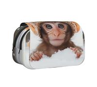 Khkbnb Monkeys in the Snow Big Capacity Pencil Case,Pencil Pouch, Stationery Organizer, Cosmetic Bag,Office Supplies