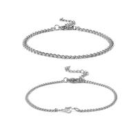 KHKINDPRO Couples Bracelets Sets, Heart Silver Post Couple Bracelets Sets for Women Ladies, 2Pcs Gifts Womens Promise Bracelet for Lover Couples Bestfriends