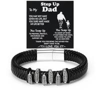 KHKINDPRO Dad Bracelet for Men,Black/Gold Gifts for Men Love You Forever Jewelry Father's Birthday Bracelet Gift, M, Iron, no gemstone