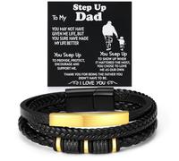 KHKINDPRO Dad Bracelet for Men,Black/Gold Gifts for Men Love You Forever Jewelry Father's Birthday Bracelet Gift, M, Iron, no gemstone