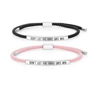 KHKINDPRO Dont Let The Hard Days Win Bracelet for Women Men, Handmade Braided Adjustable Wrap Stainless Steel To My Daughter/Best Friend Inspirational Gifts Ladies Jewelry, Adjustable from 3 to 9