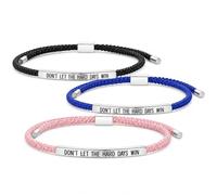 KHKINDPRO Dont Let The Hard Days Win Bracelet for Women Men, Handmade Braided Adjustable Wrap Stainless Steel To My Daughter/Best Friend Inspirational Gifts Ladies Jewelry, Adjustable from 3 to 9