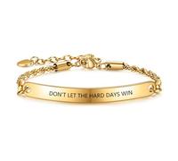 KHKINDPRO Dont Let The Hard Days Win Bracelet for Women Men, Handmade Braided Adjustable Wrap Stainless Steel To My Daughter/Best Friend Inspirational Gifts Ladies Jewelry, Adjustable from 3 to 9