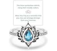 KHKINDPRO FCK My Trauma Lotus Ring, Sparkling No Mud No Lotus Ring, Inspirational Lotus Flower Self Reminder Ring Non Tarnish Zircon Ring Gifts for Mom Daughter, 8 UK, Metal, Cubic Zirconia
