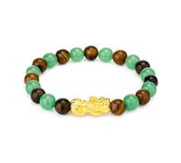 KHKINDPRO Money Bracelets for Women,Natural Stone Beaded Bracelets Adjustable Feng Shui Pixiu Tigers Eye Bracelet Lucky Jade Jewelry, M, Stone, no gemstone