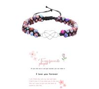 KHKINDPRO To My Mom/Wife/Daughter/Best friend and Favorite People-Infinity Forever Heart Bracelet Natural Emperor Jasper Stone Beaded Wrap Bracelet Double-layer Bracelets Adjustable Bracelet Gifts