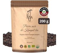 Khla - Kampot Pepper Black Organic 200g - Black Peppercorns Whole Organic - Grand Cru - Ingredient Kitchens - Direct from Producer - Black Grains Whole for Mill - Origin Cambodia