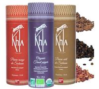 Khla - Rare Peppers Trio Gift Set - Sichuan & Timut Peppercorns - Red & Green Peppers - World Pepper Spices - Refill for Pepper Mill - Origin China & Nepal