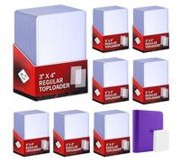 khlerox 400 Card Sleeves, Included 96 Pockets Top Loader Binder, 3" x 4" Hard Plastic Card Protector, Trading Card Sleeves for Sports Trading Cards (200 Hard Card Sleeves + 200 Clear Sleeves)