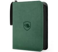 khlerox 440 Pockets Trading Card Binder, PU Cover Zipper Card Collection Album, Sturdy Card Folder Holder for MTG, TCG, Game Cards, Sports Cards (Green, 4 Pocket)